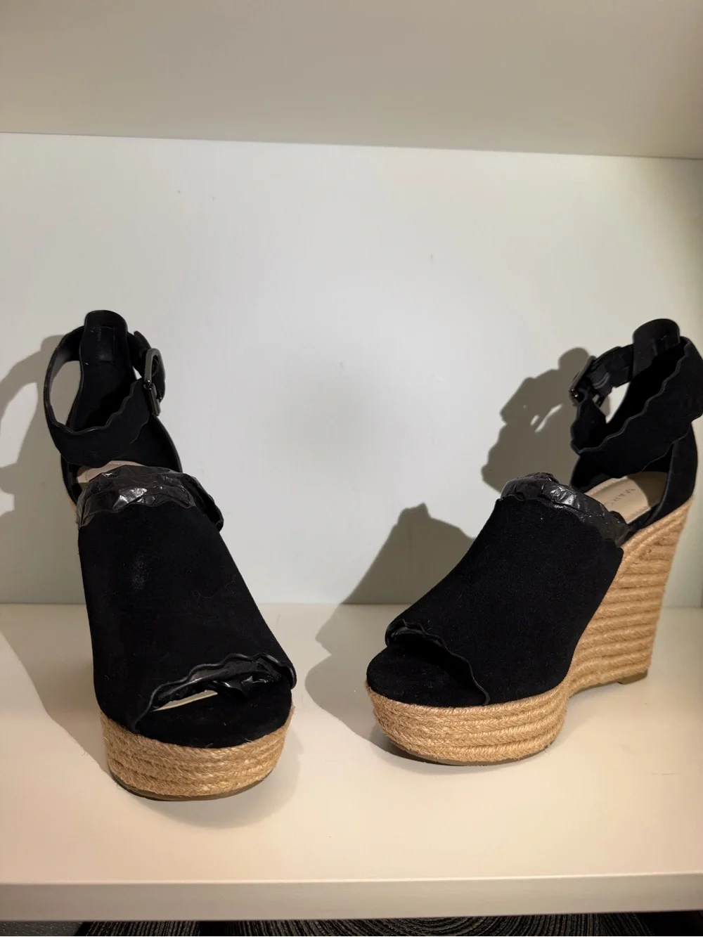 Marc Fisher Suede Wedge Espadrille Sandals in Black